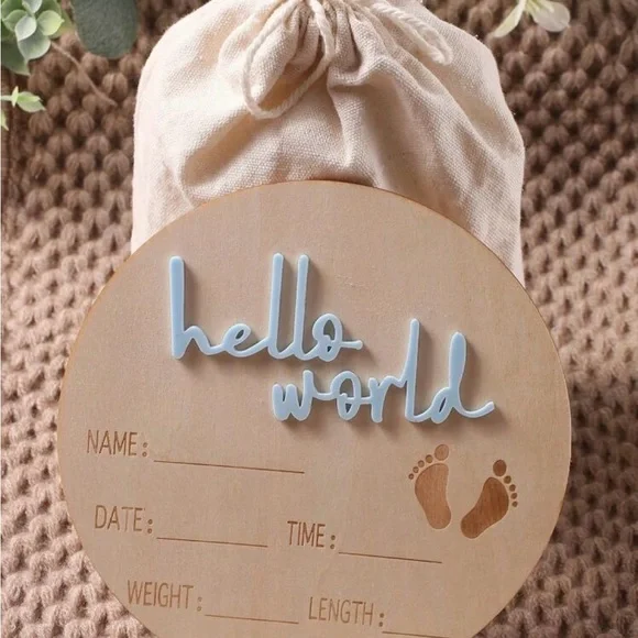 Baby Birth Announcement Wood Discs Baby Girl Boy Acrylic Letter Graphic Monthly - Picture 5 of 9